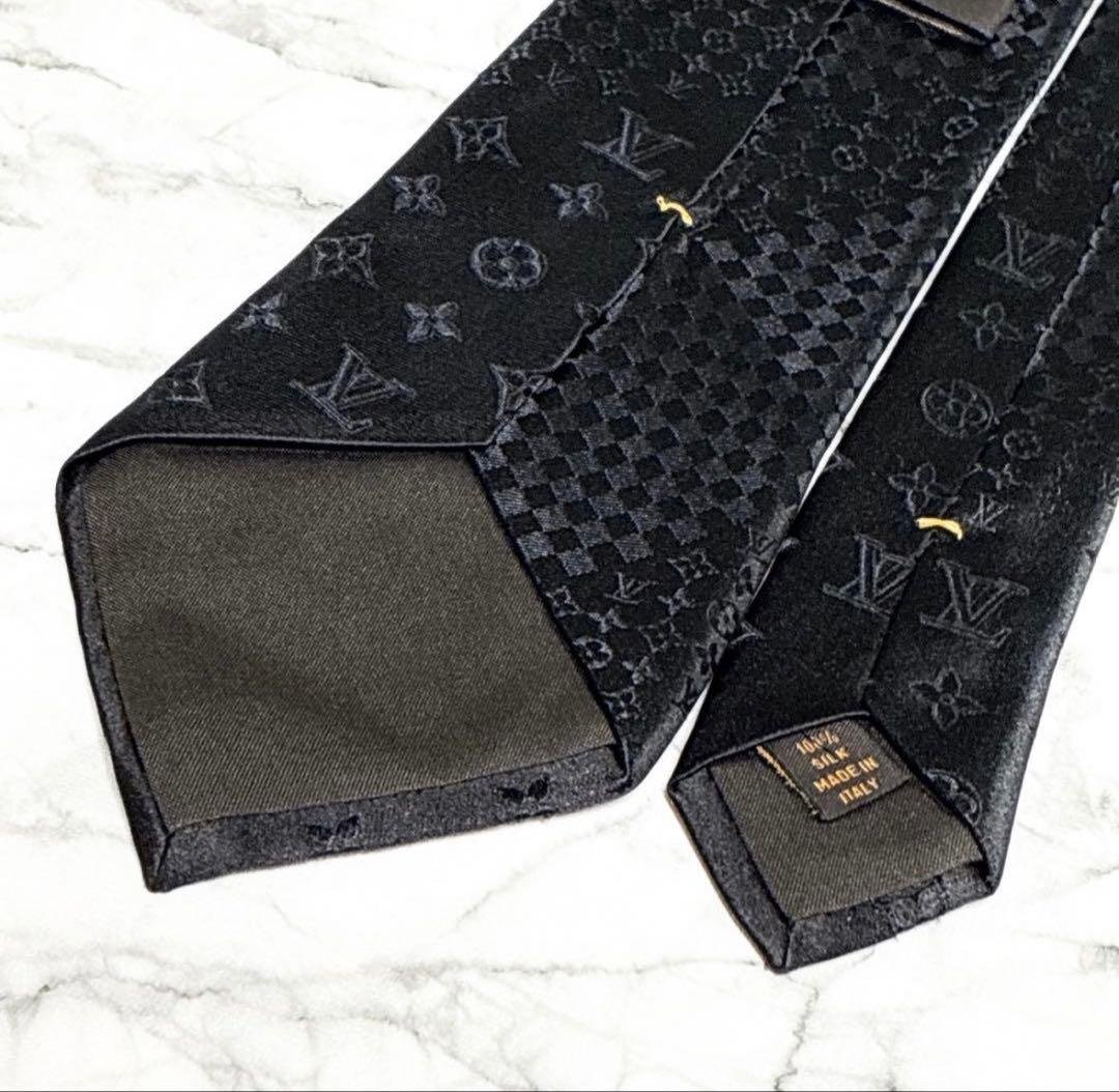 ルイヴィトン　ダミエミックスモノグラム　ブラック　ネクタイ