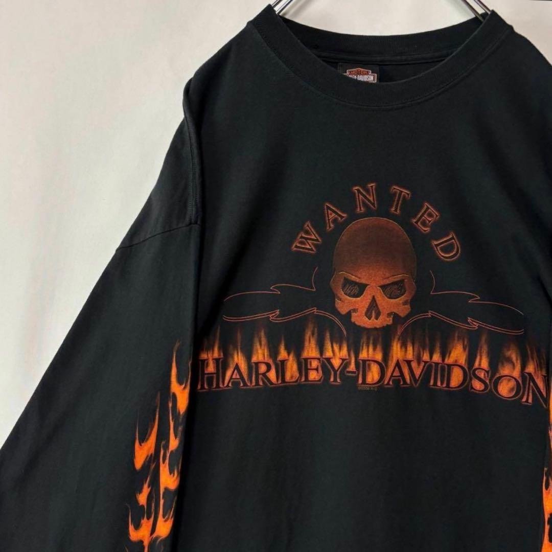USA製 ハーレーダビッドソン　ロングTシャツ　XL ロンT ブラック フレイム